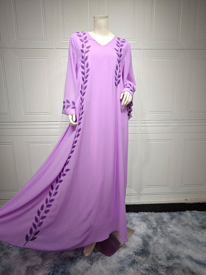 Eid Muslim Abaya for Women Embroidery Dress with Scarf 2 Piece Set Dubai Arab Long Robe Morocco Abayas Kaftan Headscarf Gorgeous - Bako Bako