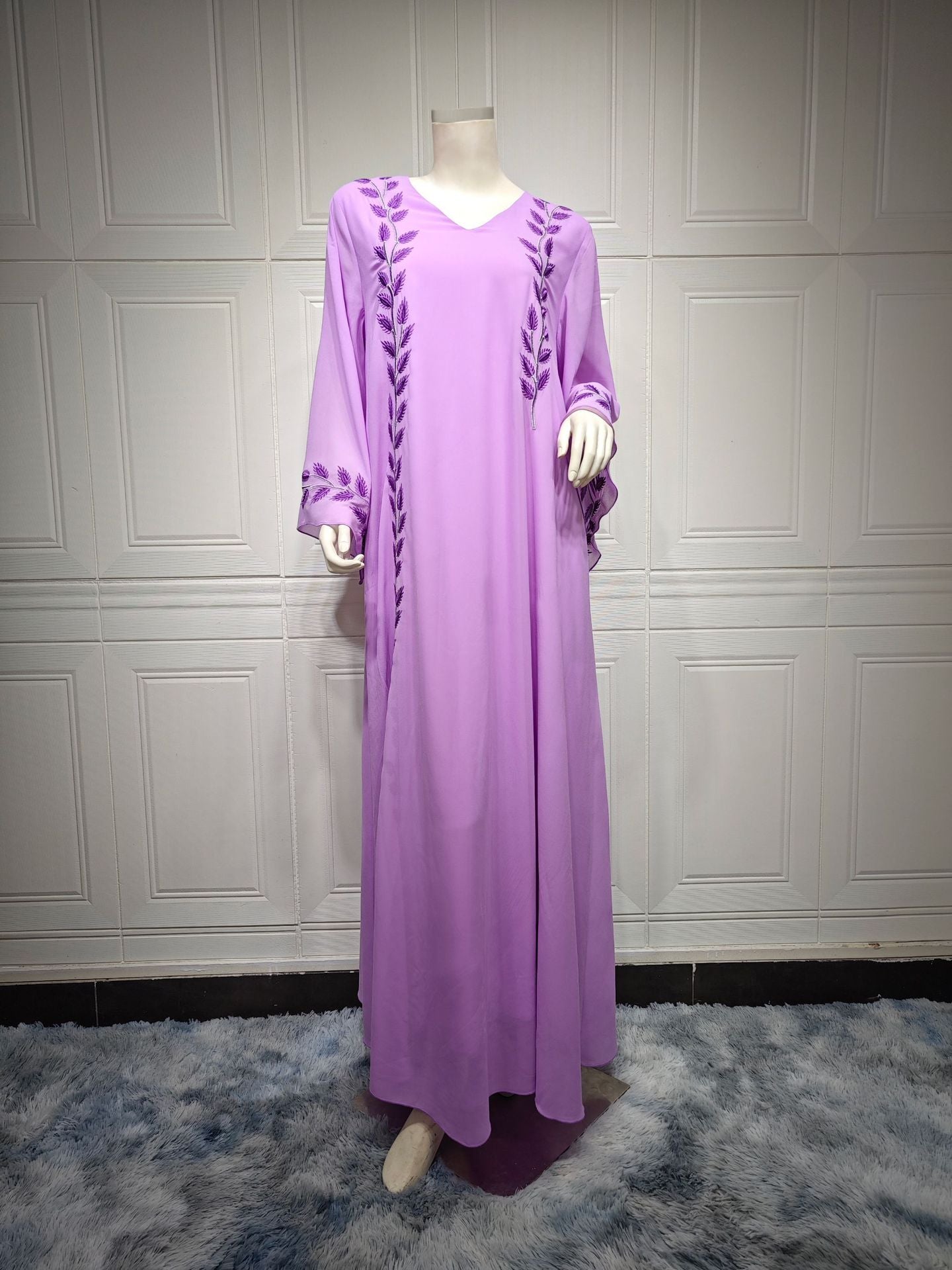 Eid Muslim Abaya for Women Embroidery Dress with Scarf 2 Piece Set Dubai Arab Long Robe Morocco Abayas Kaftan Headscarf Gorgeous - Bako Bako
