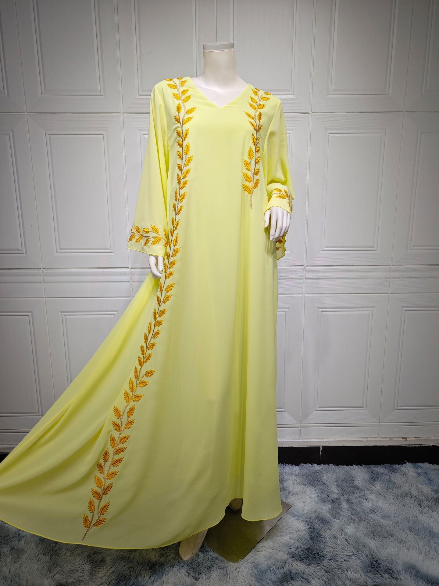 Eid Muslim Abaya for Women Embroidery Dress with Scarf 2 Piece Set Dubai Arab Long Robe Morocco Abayas Kaftan Headscarf Gorgeous - Bako Bako