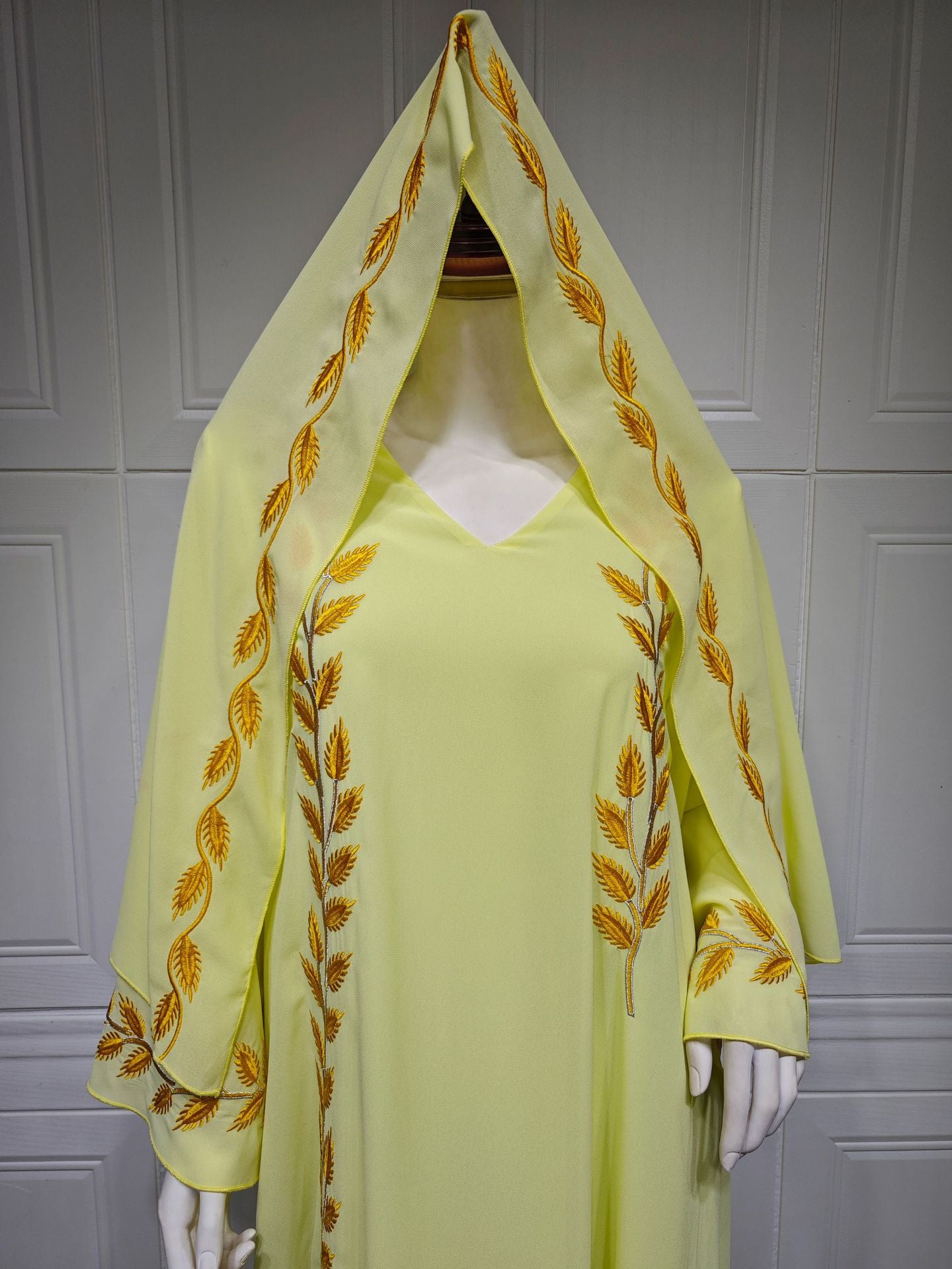 Eid Muslim Abaya for Women Embroidery Dress with Scarf 2 Piece Set Dubai Arab Long Robe Morocco Abayas Kaftan Headscarf Gorgeous - Bako Bako