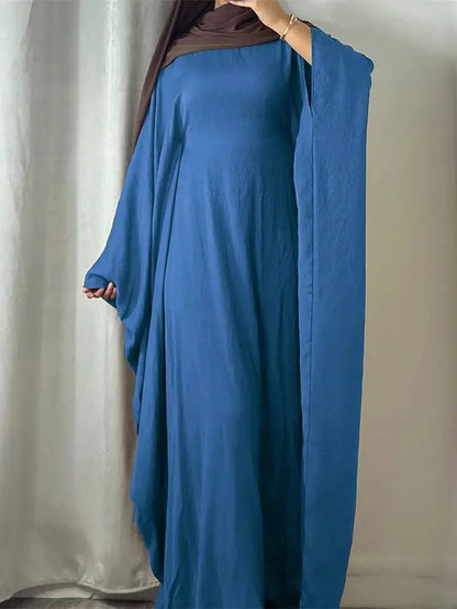 Ramadan Eid Soft Crepe Khimar Batwing Abaya Dubai Islam Muslim Modest African Dresses For Women Kaftan Kebaya Robe Femme Musulma - Bako Bako
