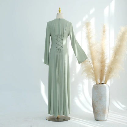 2025 Summer Arabic Muslim Women Modest Dress Eid Dubai Plain Abaya Islam Party Outfit Elegant Holiday Dresses Turkey Kaftan Robe - Bako Bako
