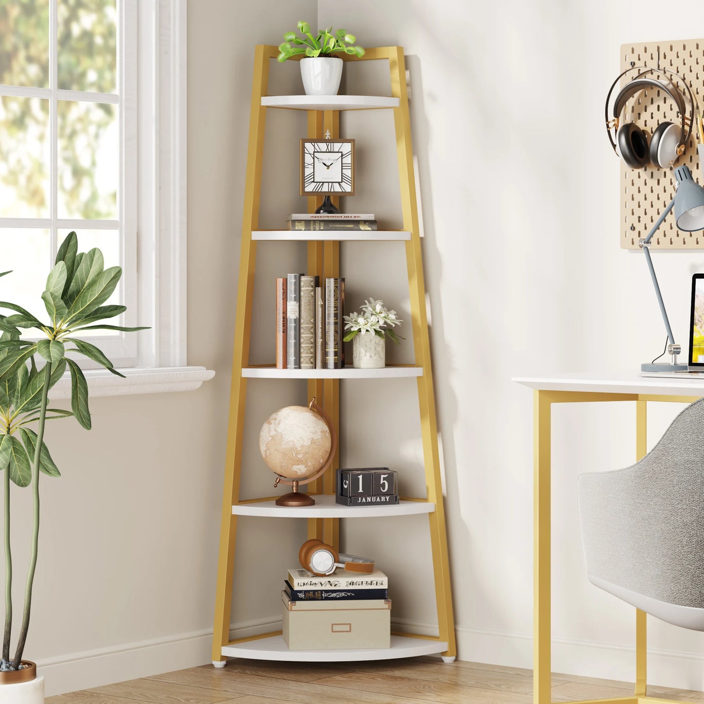Tribesigns Bookcase Corner Book Shelf Rack Wood Bookshelf Storage Shelves - Bako Bako