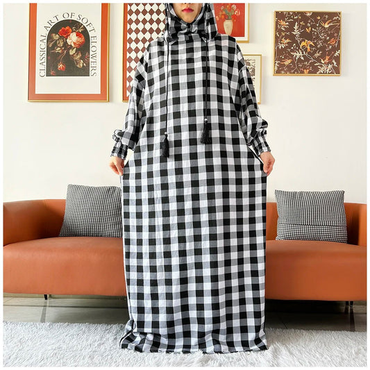 Latest Ramadan Women Abaya Two Hats Dubai Turkey Islam Prayer Clothes Sanding Cotton Fabric Dresses Islam Women Dress Kaftan - Bako Bako