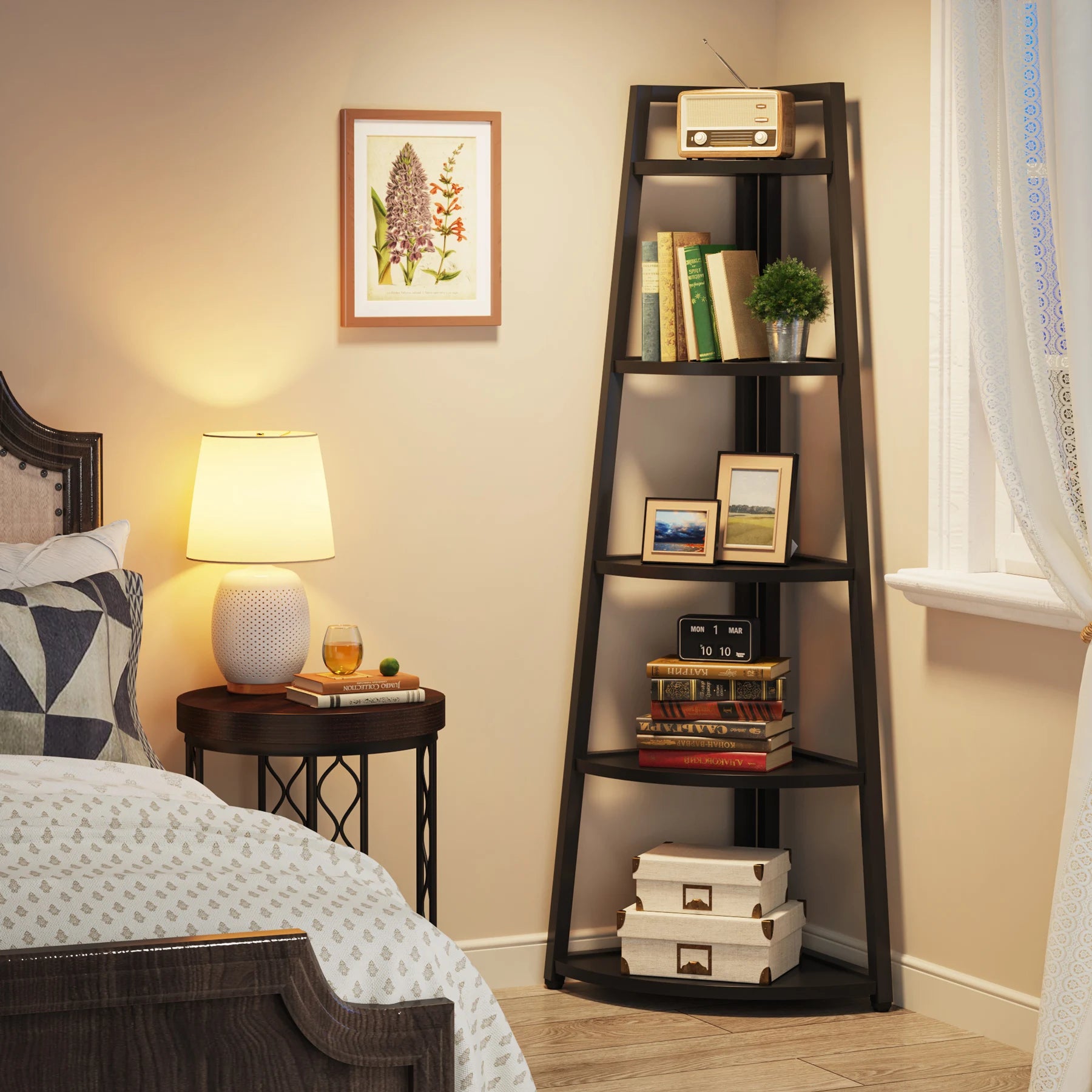 Tribesigns Bookcase Corner Book Shelf Rack Wood Bookshelf Storage Shelves - Bako Bako