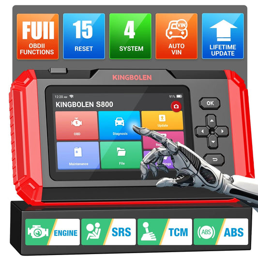 KINGBOLEN S800 4 Systems Engine ABS SRS Transmission OBD2 Scanner 15 Resets Scan Tool EOBD Diagnostic Tool Lifetime Free Update - Bako Bako