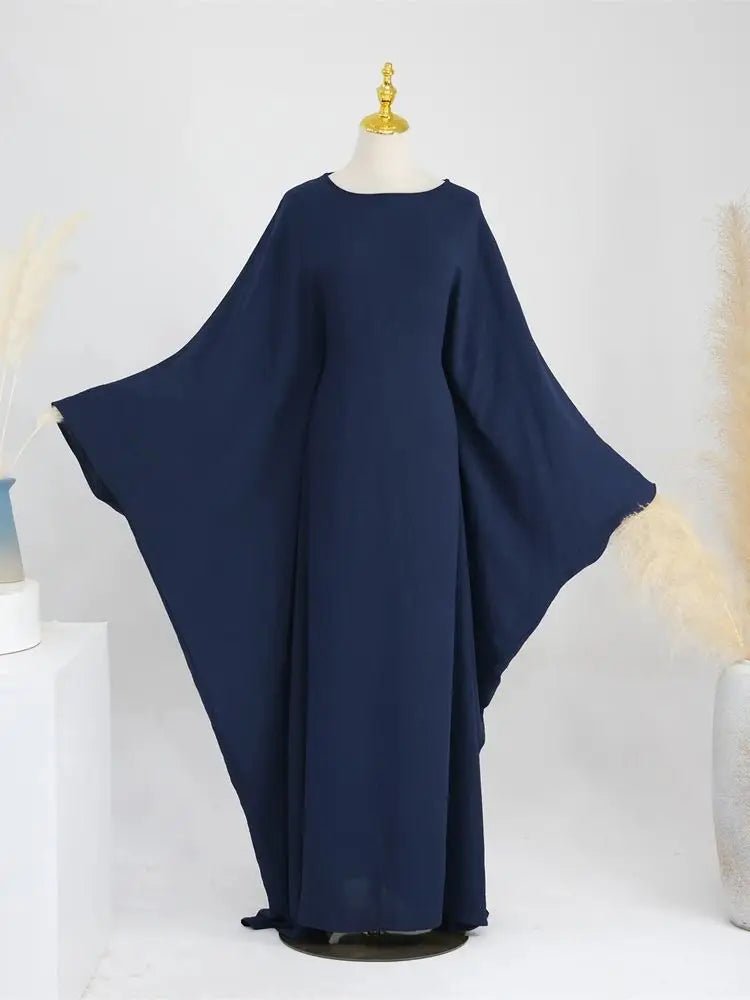Ramadan Eid Soft Crepe Khimar Batwing Abaya Dubai Islam Muslim Modest African Dresses For Women Kaftan Kebaya Robe Femme Musulma - Bako Bako