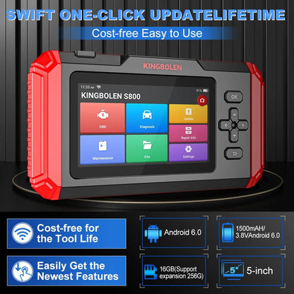 KINGBOLEN S800 4 Systems Engine ABS SRS Transmission OBD2 Scanner 15 Resets Scan Tool EOBD Diagnostic Tool Lifetime Free Update - Bako Bako