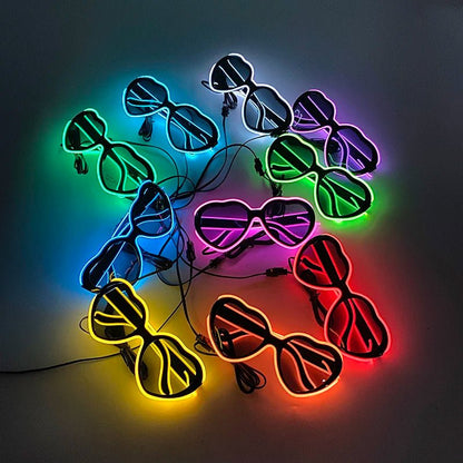 LED light up Glasses Neon Luminous Glasses Adults Rave Cosplay Goggles for Bar birthday Party DJ stage performance props - Bako Bako