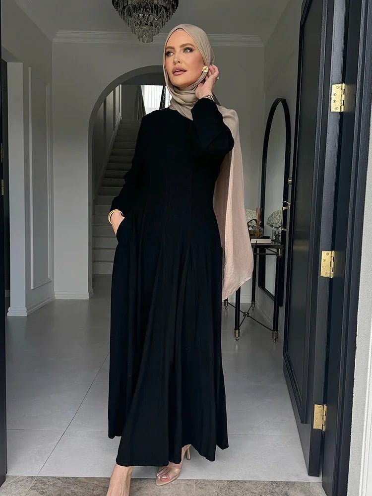 Muslim Abaya Women Dresses Solid Slim Jalabiya Eid 2025 Ramadan Morocco Islam Vestidos Largos Arab Long Robe Dubai Abayas Kaftan - Bako Bako