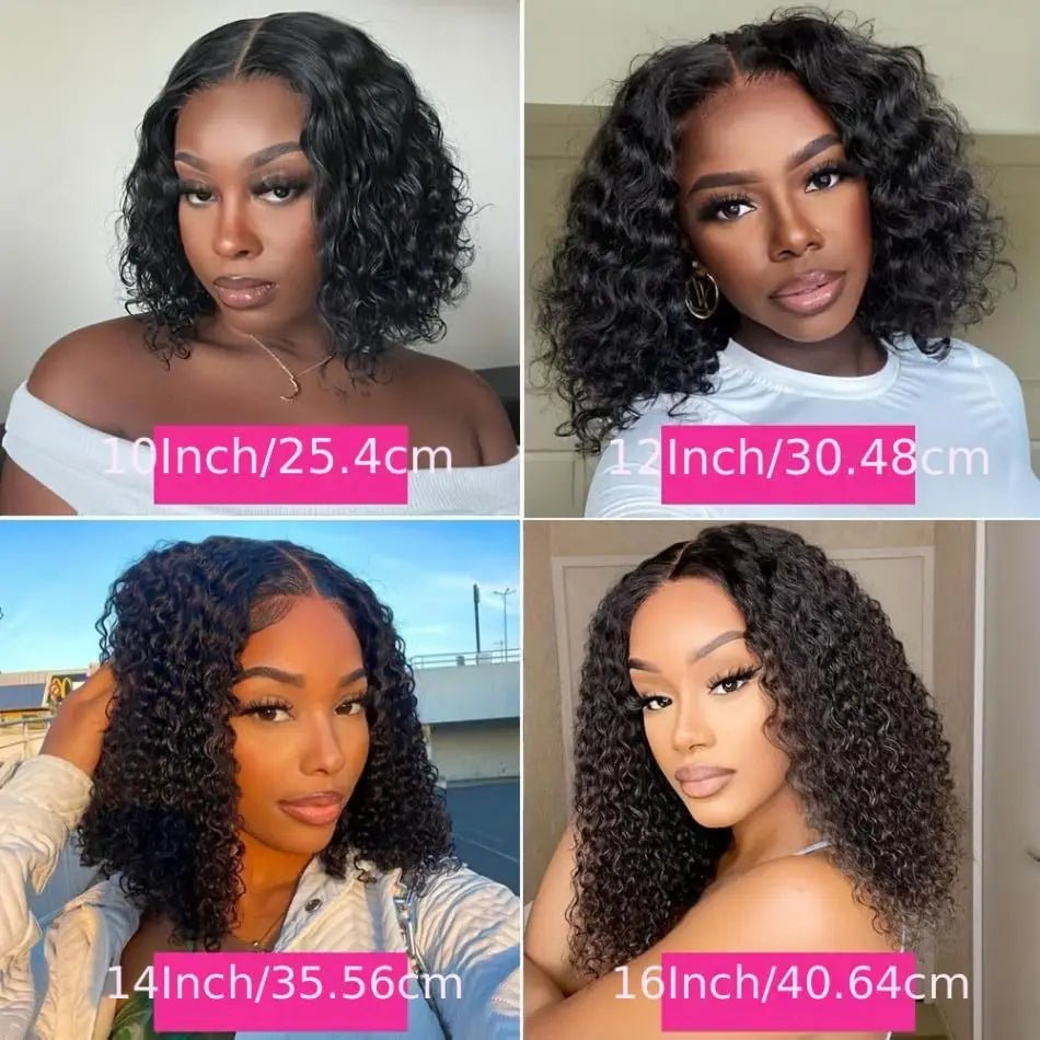 Glueless Preplucked Human Wigs Ready To Go Deep Wave Curly Wigs Pre Cut Lace Frontal Wig 4X4 5X5 Closure Wigs 100% Human Hair - Bako Bako