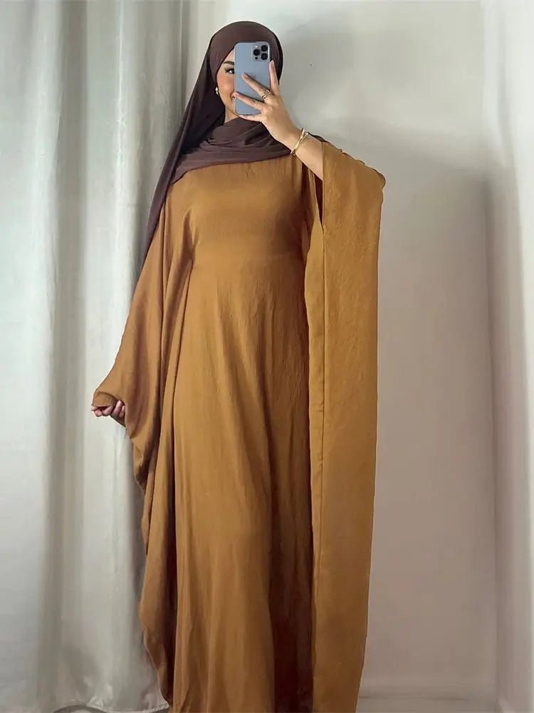 Ramadan Eid Soft Crepe Khimar Batwing Abaya Dubai Islam Muslim Modest African Dresses For Women Kaftan Kebaya Robe Femme Musulma - Bako Bako