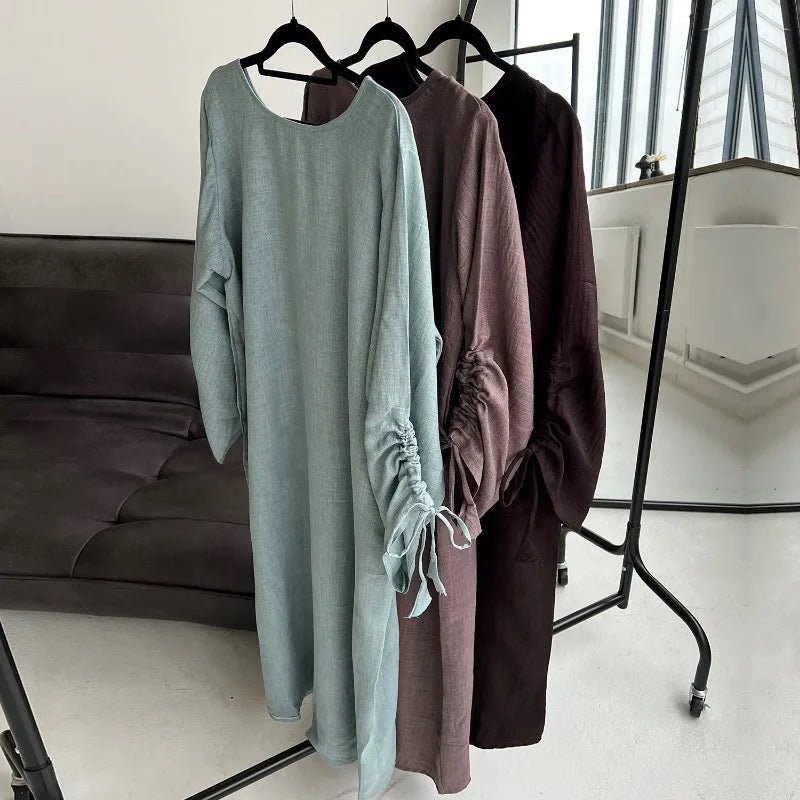 2024 Saudi Arabia Muslim Women Modest Dress Eid Dubai Plain Abaya Islamic Holiday Party Solid Turkey Lace - up Cuffs Long Clothes - Bako Bako