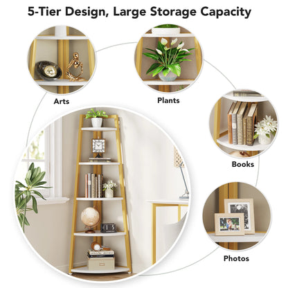 Tribesigns Bookcase Corner Book Shelf Rack Wood Bookshelf Storage Shelves - Bako Bako