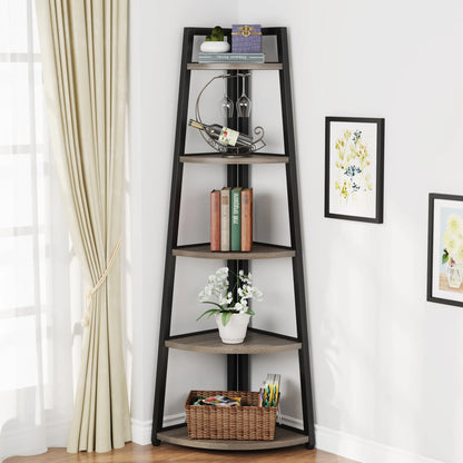 Tribesigns Bookcase Corner Book Shelf Rack Wood Bookshelf Storage Shelves - Bako Bako
