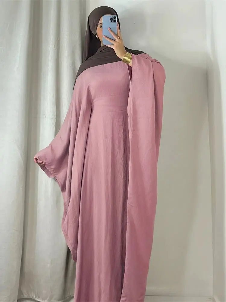 Ramadan Eid Soft Crepe Khimar Batwing Abaya Dubai Islam Muslim Modest African Dresses For Women Kaftan Kebaya Robe Femme Musulma - Bako Bako