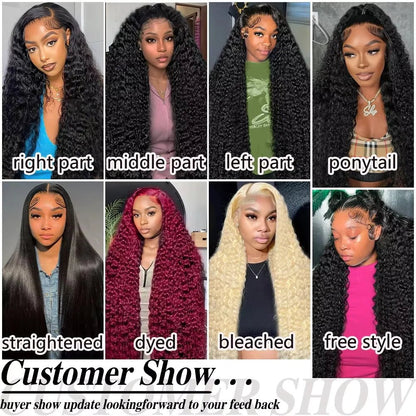 40 Inch Deep Wave 13x4 13x6 360 HD Transparent Lace Front Wigs For Women Water Wave Lace Frontal Hair Wigs Curly Human Hair Wigs - Bako Bako