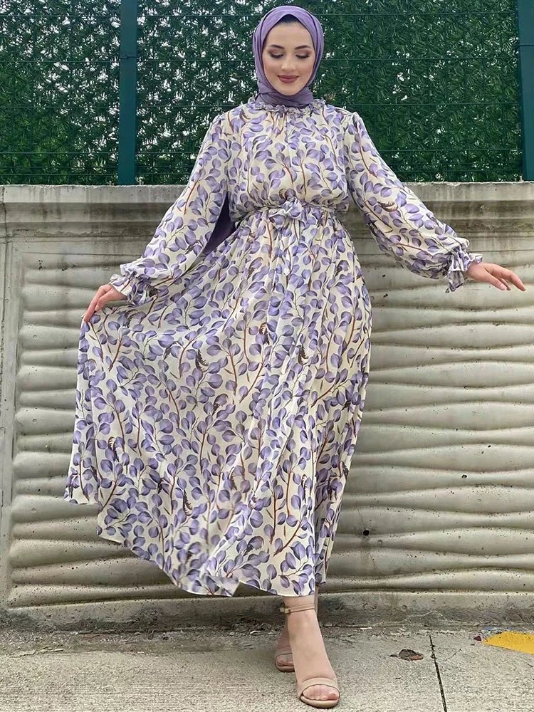Summer Abaya Dubai Luxury Muslim Woman Dresses Chiffon Ramadan African Elegant Dresses(Not contain Hijab) - Bako Bako