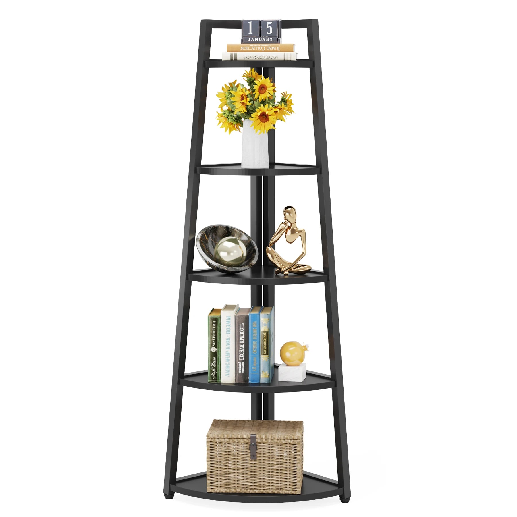 Tribesigns Bookcase Corner Book Shelf Rack Wood Bookshelf Storage Shelves - Bako Bako