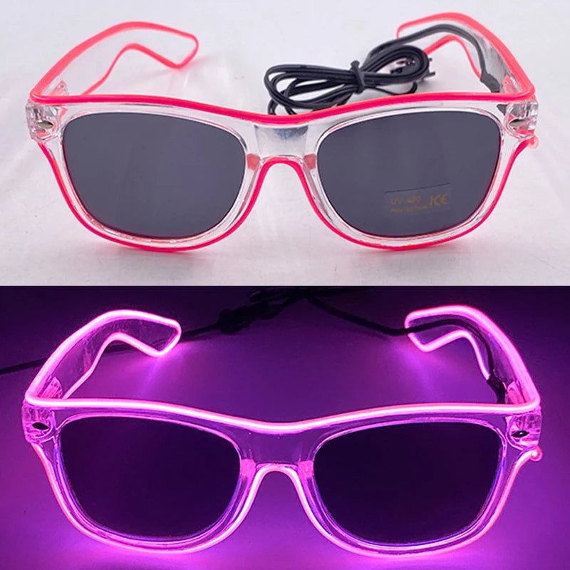 LED light up Glasses Neon Luminous Glasses Adults Rave Cosplay Goggles for Bar birthday Party DJ stage performance props - Bako Bako