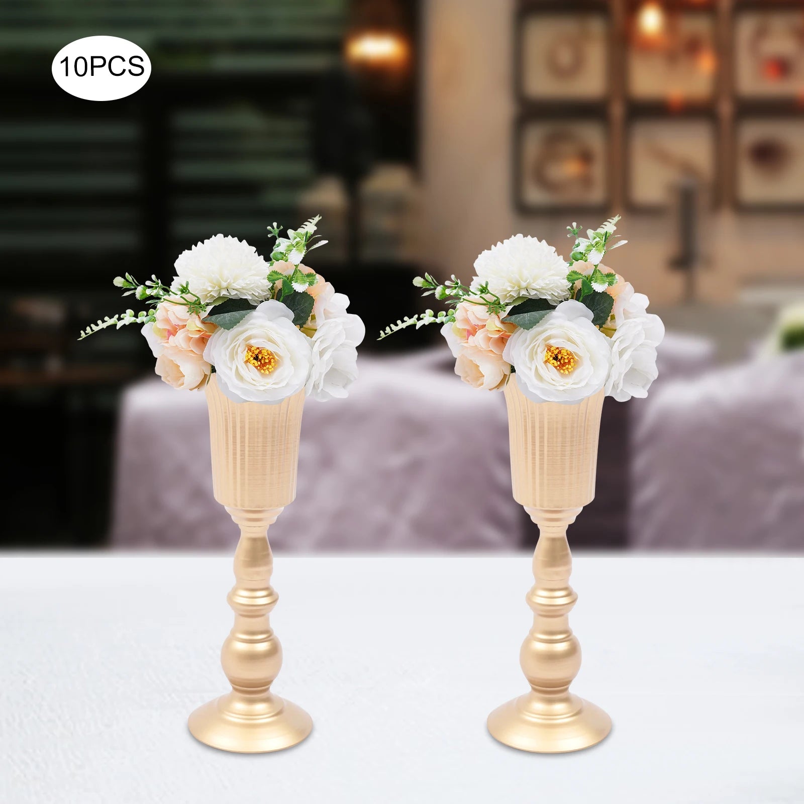 Artificial Fake Flower Bouquet 10Pcs Plastic Flower Arrangement for Mother's Day Wedding Centerpieces Decoration - Bako Bako