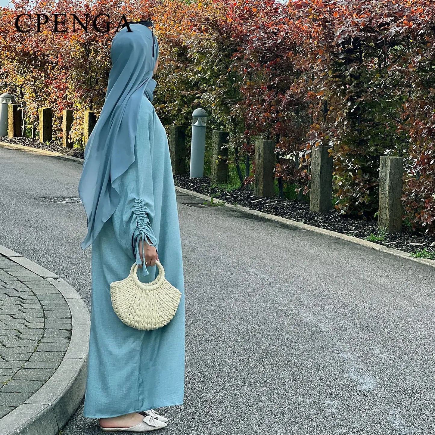 2024 Saudi Arabia Muslim Women Modest Dress Eid Dubai Plain Abaya Islamic Holiday Party Solid Turkey Lace - up Cuffs Long Clothes - Bako Bako