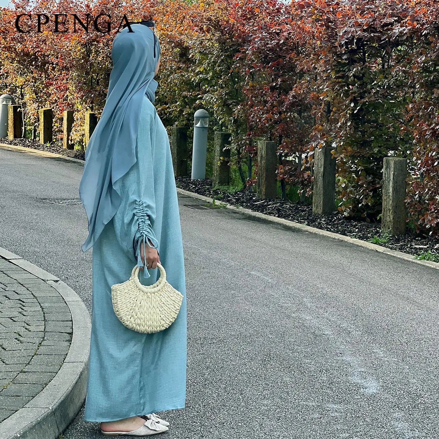 2024 Saudi Arabia Muslim Women Modest Dress Eid Dubai Plain Abaya Islamic Holiday Party Solid Turkey Lace - up Cuffs Long Clothes - Bako Bako