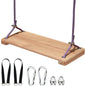Teak Wooden Swing Outdoor Wood Tree Swing Seat for Adults Backyard Columpio Swing Set Height Adjustable 16.7x7inch - Bako Bako