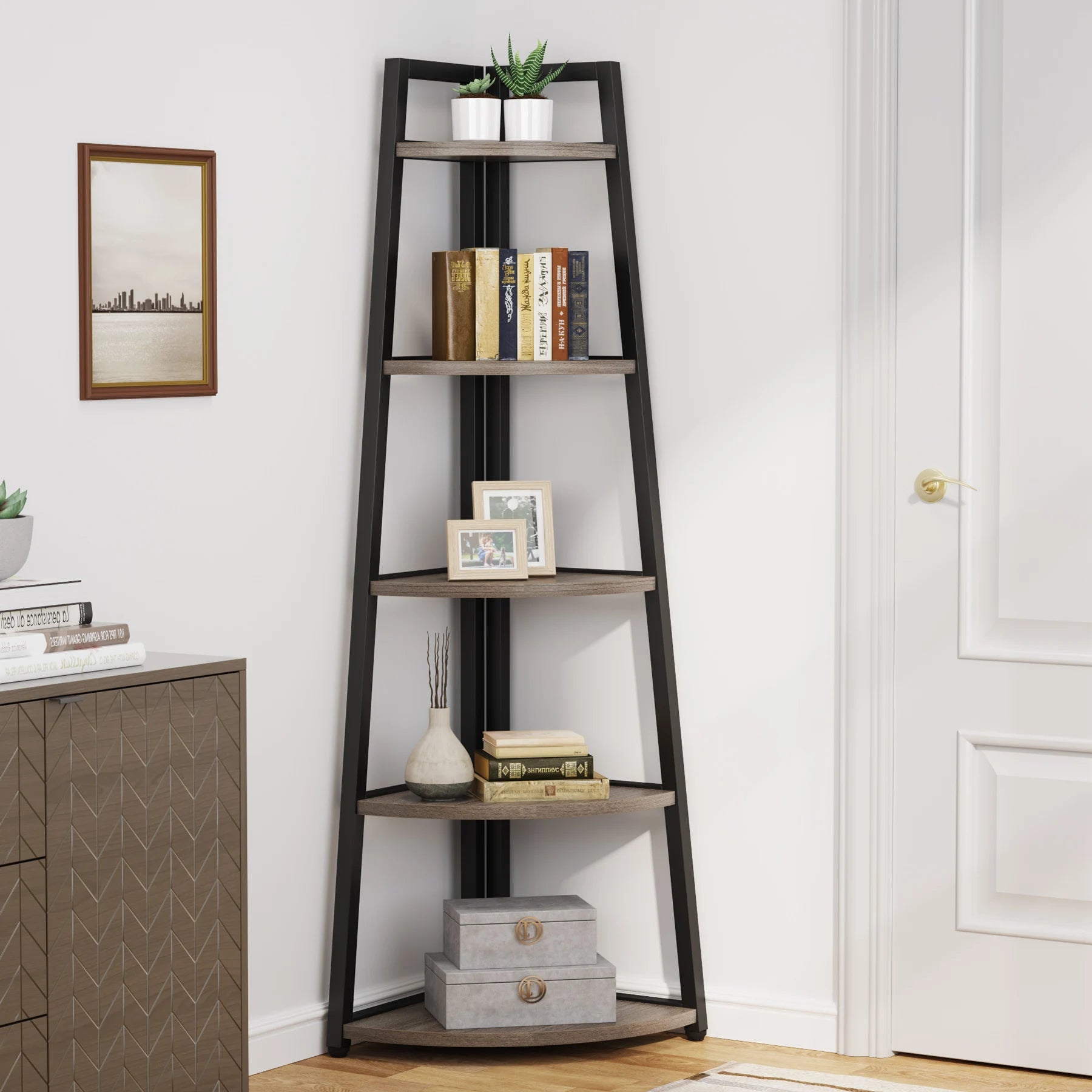 Tribesigns Bookcase Corner Book Shelf Rack Wood Bookshelf Storage Shelves - Bako Bako