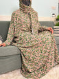 Muslim Cotton Abayas For Women Traditional Floral Ramadan Prayer Garment African Caftan Marocain Femme Robe Connected Headscarf - Bako Bako