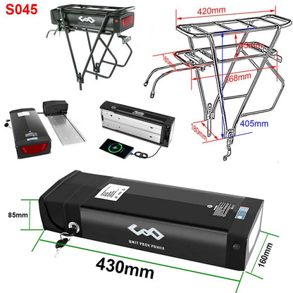 Rear Rack eBike Battery 21700 18650 52V 48V 27Ah 72V 20Ah with Rack no Rack Optional for 1500W 1000W 750W 500W 24" - 28 inch - Bako Bako