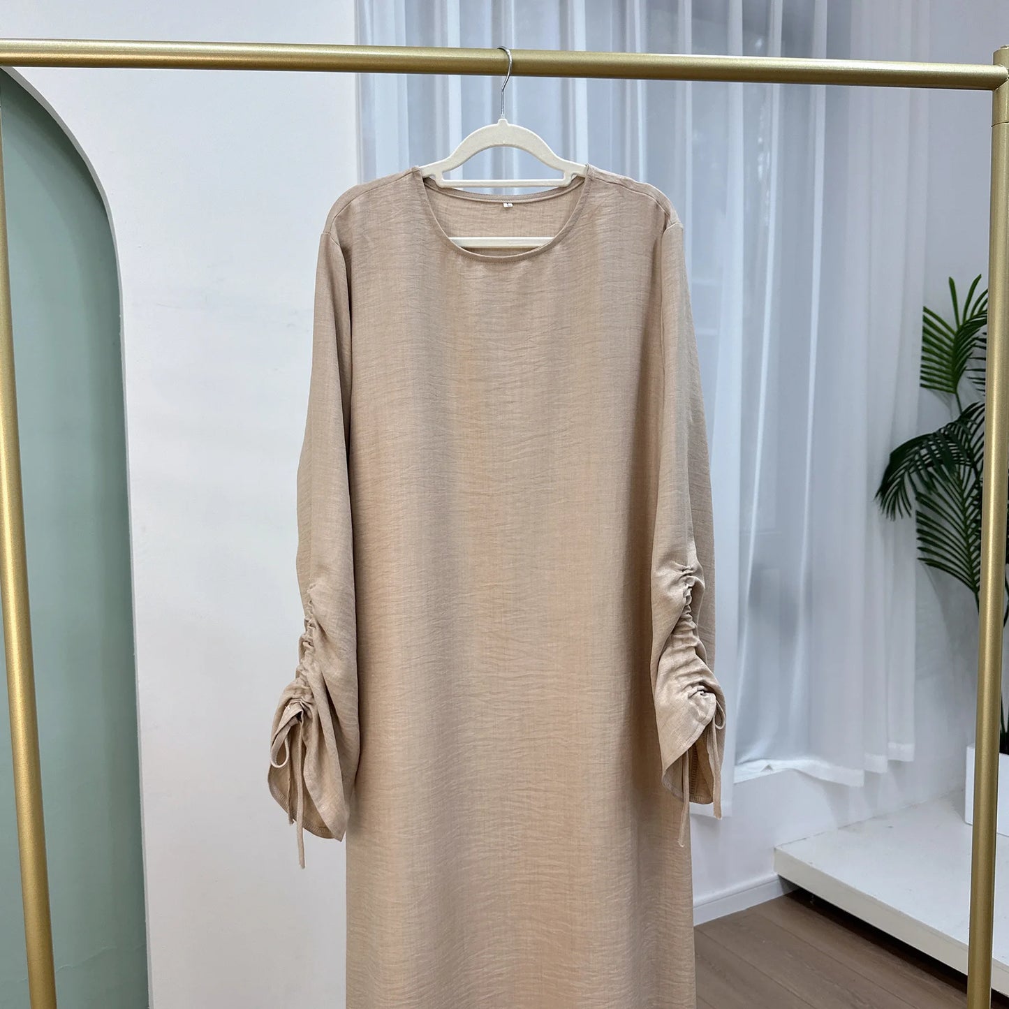 2024 Saudi Arabia Muslim Women Modest Dress Eid Dubai Plain Abaya Islamic Holiday Party Solid Turkey Lace - up Cuffs Long Clothes - Bako Bako