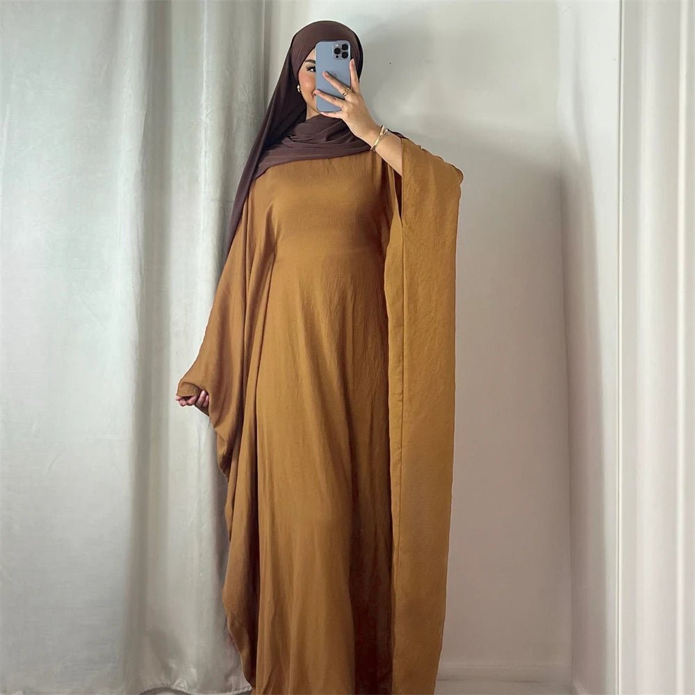 Ramadan Eid Soft Crepe Khimar Batwing Abaya Dubai Islam Muslim Modest African Dresses For Women Kaftan Kebaya Robe Femme Musulma - Bako Bako