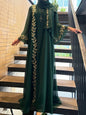 Eid Muslim Abaya for Women Embroidery Dress with Scarf 2 Piece Set Dubai Arab Long Robe Morocco Abayas Kaftan Headscarf Gorgeous - Bako Bako