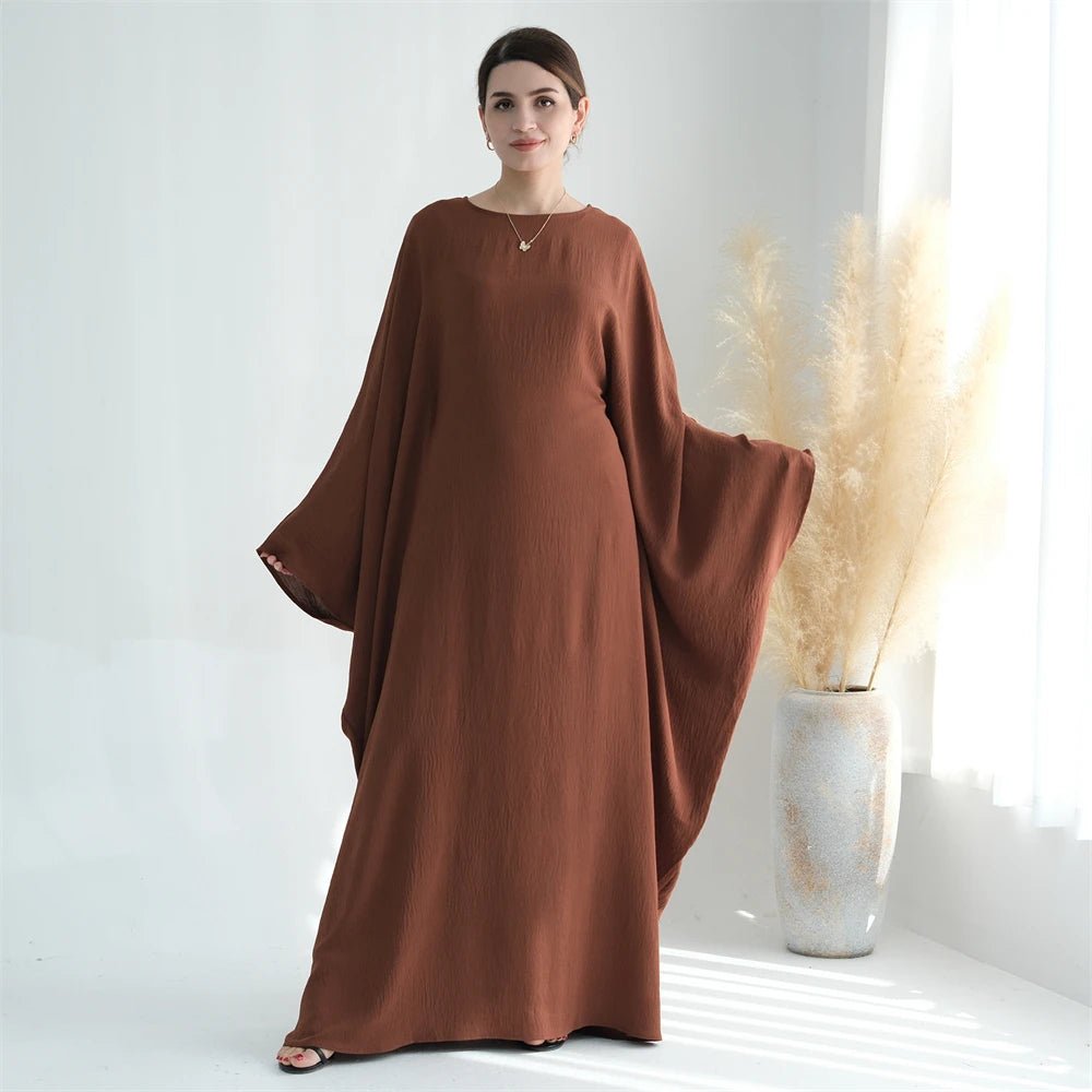 Ramadan Eid Soft Crepe Khimar Batwing Abaya Dubai Islam Muslim Modest African Dresses For Women Kaftan Kebaya Robe Femme Musulma - Bako Bako