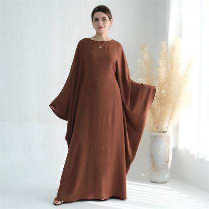 Ramadan Eid Soft Crepe Khimar Batwing Abaya Dubai Islam Muslim Modest African Dresses For Women Kaftan Kebaya Robe Femme Musulma - Bako Bako