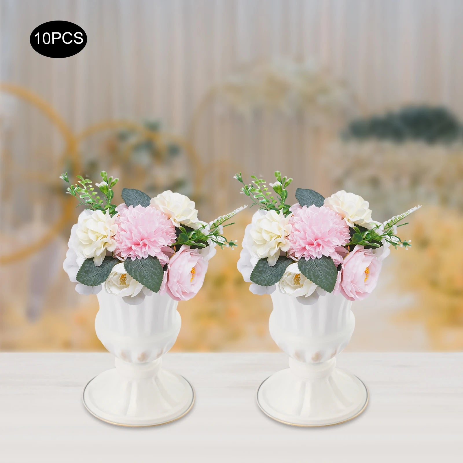 Artificial Fake Flower Bouquet 10Pcs Plastic Flower Arrangement for Mother's Day Wedding Centerpieces Decoration - Bako Bako