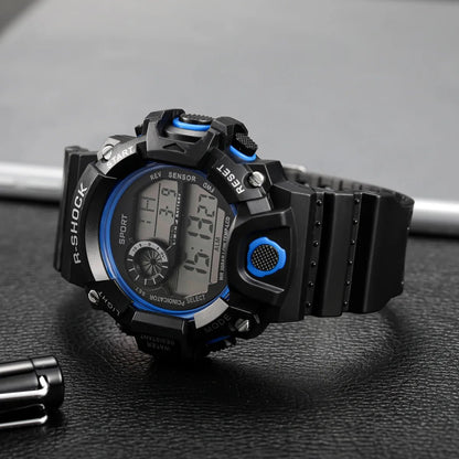 Fashion Men's Watch Sports Electronic Wristwatch Large dial Multifunctional Waterproof Luminous Alarm Kids Male's Military Watch - Bako Bako