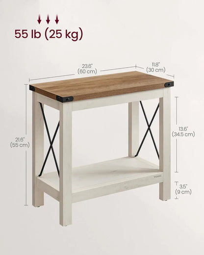 2 - Tier End Table, Side Table with Bottom Shelf, Nightstand for Small Spaces, for Living Room, Bedroom, Farmhouse Style, Rustic W - Bako Bako