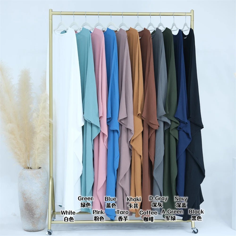 Ramadan Eid Soft Crepe Khimar Batwing Abaya Dubai Islam Muslim Modest African Dresses For Women Kaftan Kebaya Robe Femme Musulma - Bako Bako