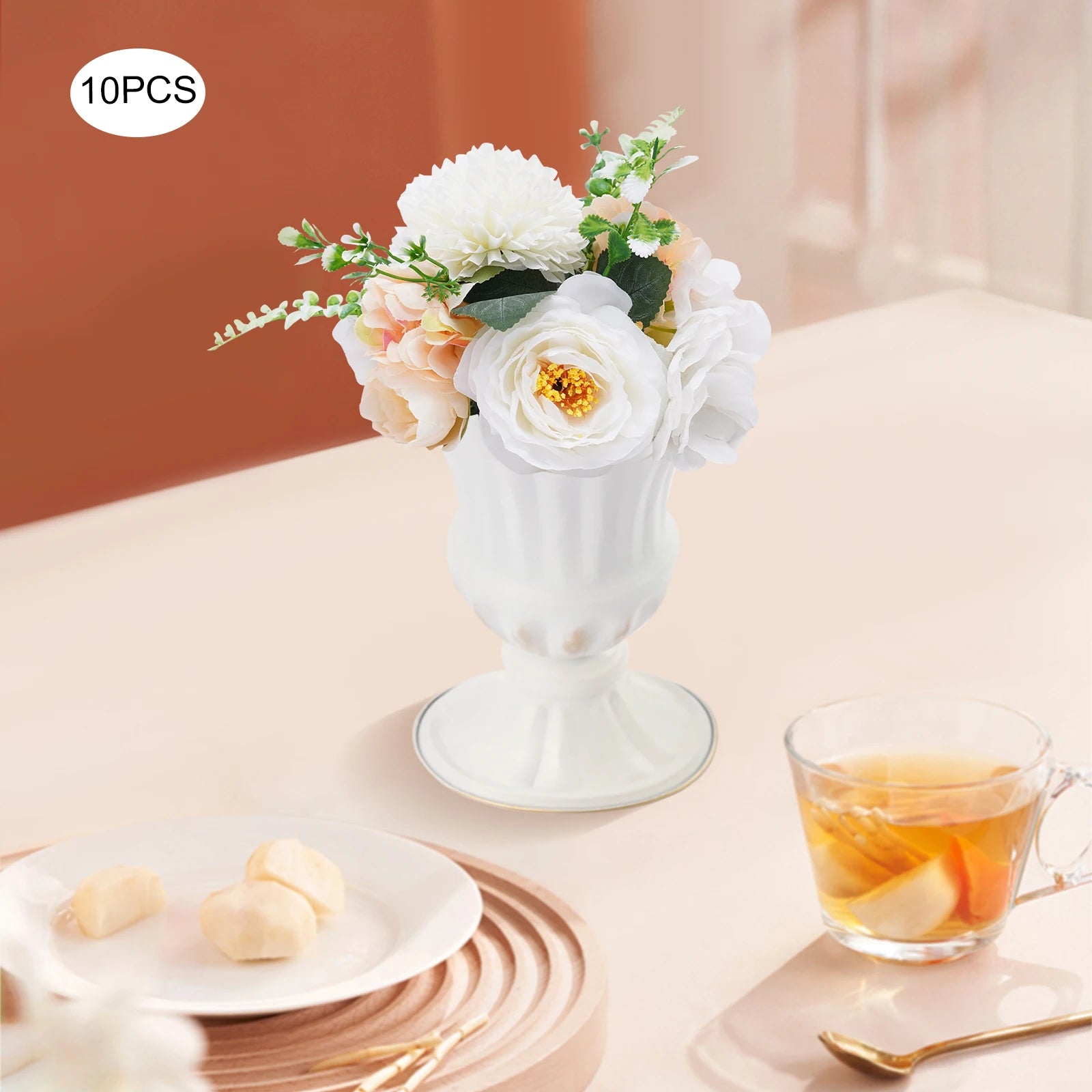 Artificial Fake Flower Bouquet 10Pcs Plastic Flower Arrangement for Mother's Day Wedding Centerpieces Decoration - Bako Bako