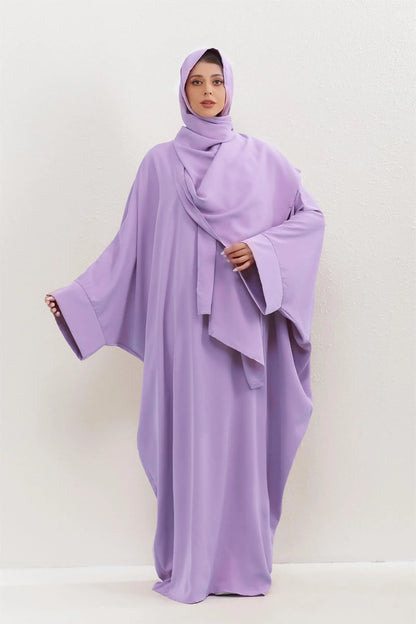 Two Pieces Muslim Abaya Women Jilbab Islamic With Hijab Clothing Dubai Saudi Robe Turkish Modesty Prayer Dresses Loose Kaftans - Bako Bako