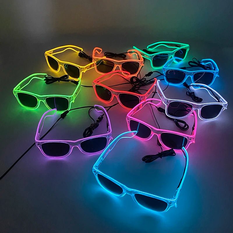 LED light up Glasses Neon Luminous Glasses Adults Rave Cosplay Goggles for Bar birthday Party DJ stage performance props - Bako Bako