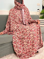 Muslim Cotton Abayas For Women Traditional Floral Ramadan Prayer Garment African Caftan Marocain Femme Robe Connected Headscarf - Bako Bako