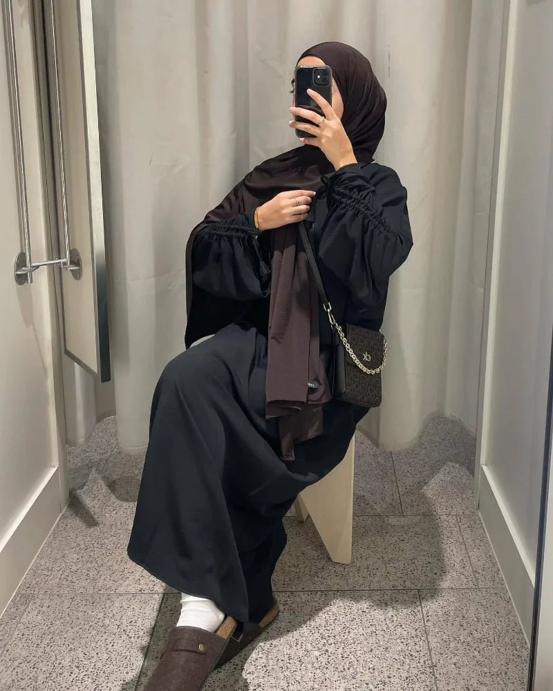 2024 Saudi Arabia Muslim Women Modest Dress Eid Dubai Plain Abaya Islamic Holiday Party Solid Turkey Lace - up Cuffs Long Clothes - Bako Bako