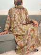 Muslim Cotton Abayas For Women Traditional Floral Ramadan Prayer Garment African Caftan Marocain Femme Robe Connected Headscarf - Bako Bako