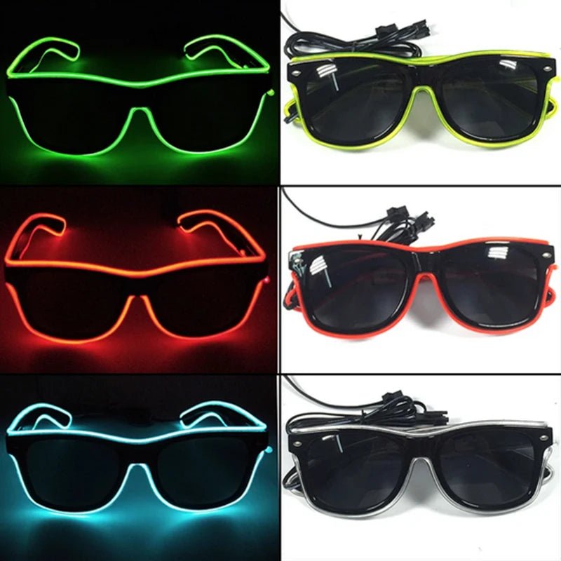 LED light up Glasses Neon Luminous Glasses Adults Rave Cosplay Goggles for Bar birthday Party DJ stage performance props - Bako Bako