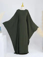 Ramadan Eid Soft Crepe Khimar Batwing Abaya Dubai Islam Muslim Modest African Dresses For Women Kaftan Kebaya Robe Femme Musulma - Bako Bako
