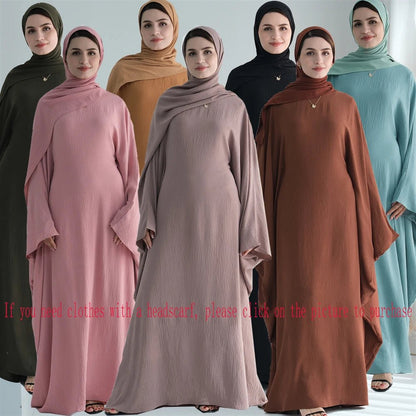 Ramadan Eid Soft Crepe Khimar Batwing Abaya Dubai Islam Muslim Modest African Dresses For Women Kaftan Kebaya Robe Femme Musulma - Bako Bako
