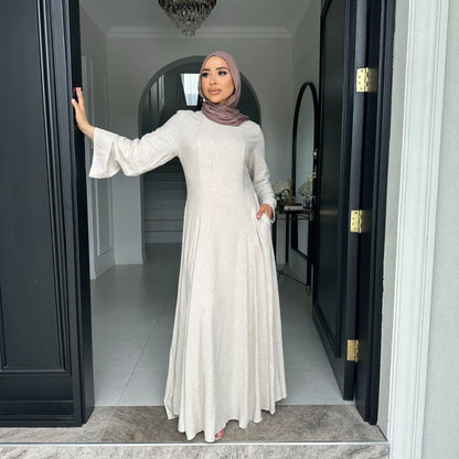 2025 Summer Arabic Muslim Women Modest Dress Eid Dubai Plain Abaya Islam Party Outfit Elegant Holiday Dresses Turkey Kaftan Robe - Bako Bako